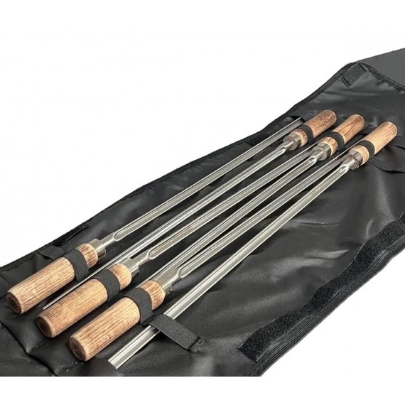 Набір професійних шампурів D14 з дерев'яними ручками в чохлі (6 шт.)